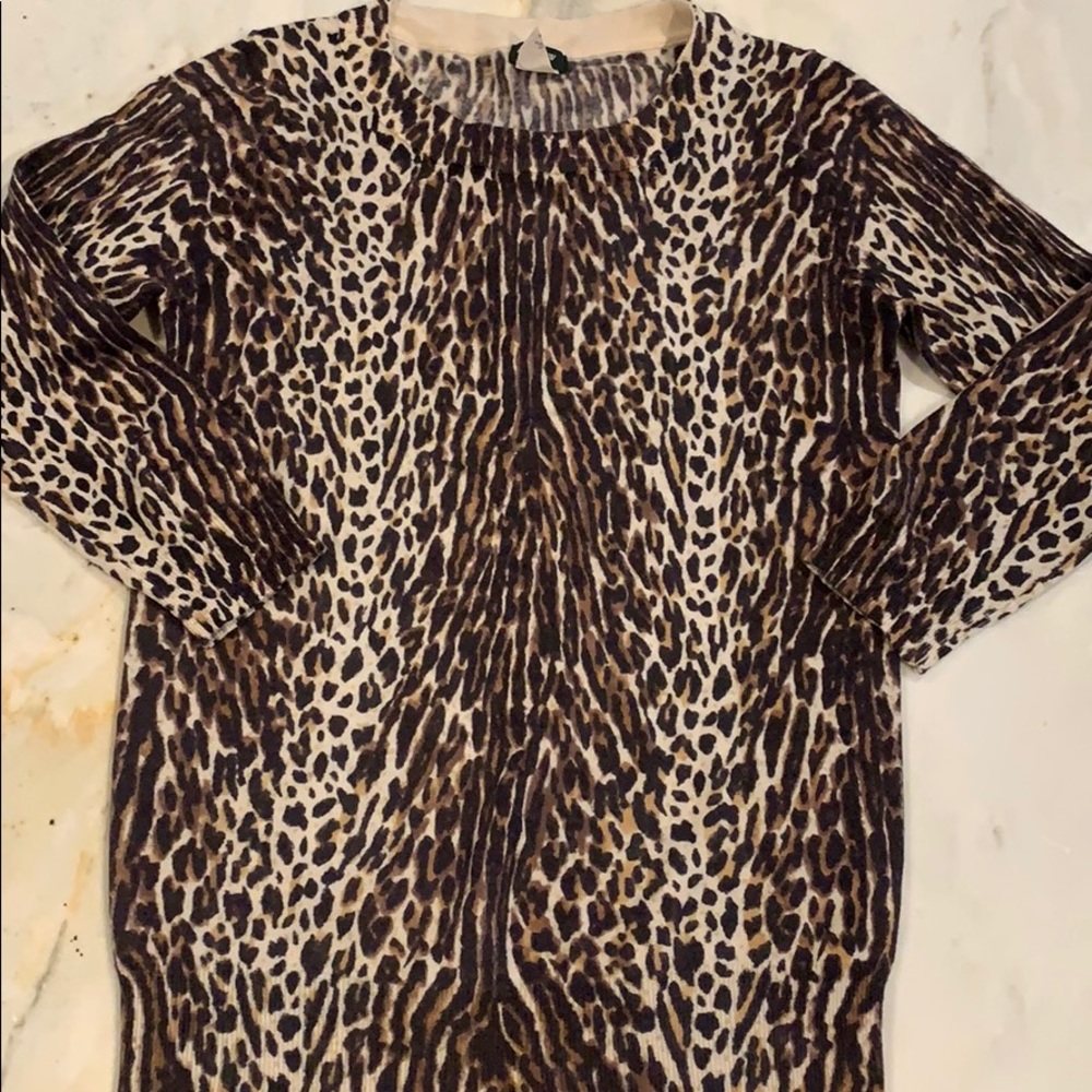 Jcrew animal print thin merino wool sweater